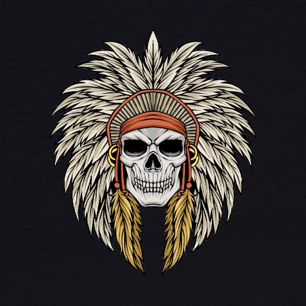 Skull With Headdress Native American Halloween by fromherotozero